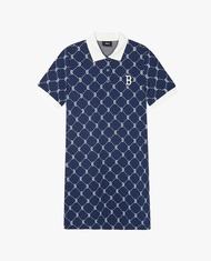 MLB - Đầm polo nữ cổ bẻ tay ngắn mini Diamond Monogram Jacquard Piqué 3FOPM0443-43NYS