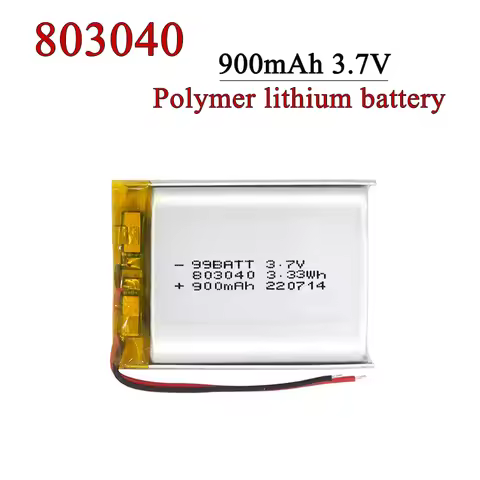 803040 Lipo 900mAh 3.7V Rechargeable Polymer Lithium Batteries for Bluetooth Speaker Navigator Elect