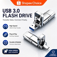 Portable USB 3.0 high-speed flash drive with TYPE-C dual ports, 16GB/32GB/64GB/128GB large capacity 