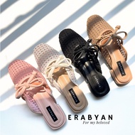 Erabyan - Rumi Women's Mules Shoes 2 cm Heels Fiber Mesh Beautiful Ribbon