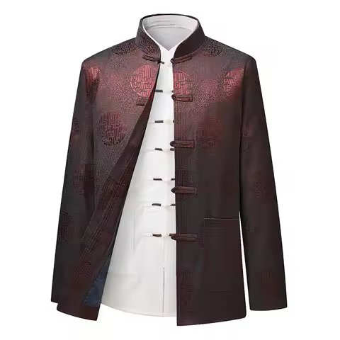 New Traditional Chinese Men Kung Fu Uniform Tai Chi Hanfu Style Long Sleeve Jacket Chinese Style Top