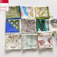 【SG 🚚】Japanese Print Square Scarf Women Square Scarf Neck Hair Tie Travel Photo Outfit Fashion