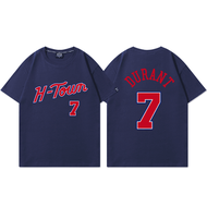 Pure Cotton Short Sleeve Basketball T-Shirt Mens Casual Training Shirt Rocket Team KD Durant Number