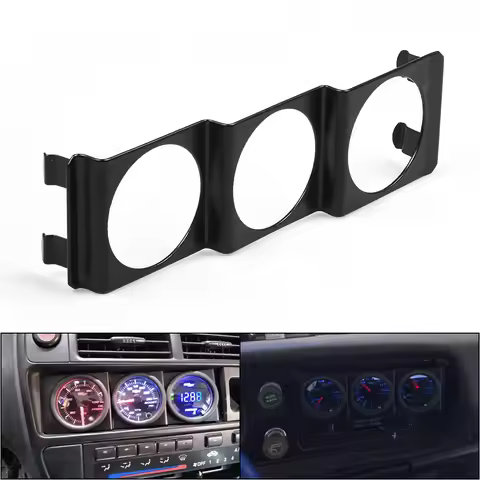 52mm 3 Hole Single DIN Radio Slot Pod Triple Gauge Meter Panel Mount Black