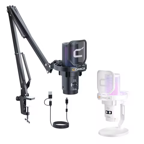 Cardioid Condenser Wired USB Microphone with RGB lights for Gaming, Podcasting, Music creation and P