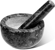 Tera Mortar and Pestle Set Marble Small Bowl Solid Stone Grinder Spice Herb Grinder Pill Crusher Black
