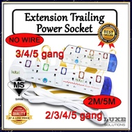 ✔️SIRIM✔️ 2/3/4/5 Gang 13A Extension Power Socket / Multiple Trailing Socket wires 2mtr/5mtr/NoWire