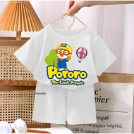 Children's Suit Size 4-10 TH Pororo Balon 3/4 T-shirt Boys Girls Daily Shorts Big Children's Clothes