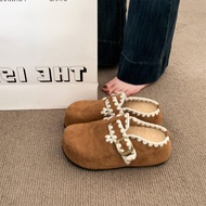 XUJIA | รองเท้าส้นหนาหุ้มฝีซ์ แบบสวมสำหรับผู้หญิง