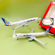 Airplane Model "FLY DUBAI" Boeing 737 Premium Alloy 20cm Scale 1:400 With Moving Wheels + Stand