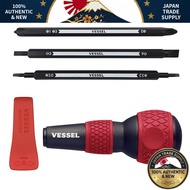 VESSEL Ball Grip Interchangeable Screwdriver for Home Use (Red/Blue) - Compatible with 7 Types of Sc