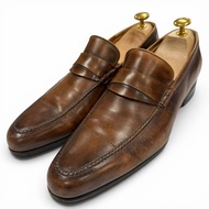 【已審核並改進】品質卓越 ▼ Santoni 12986 真皮 U 型尖商務鞋ブラウン意大利製造 男款