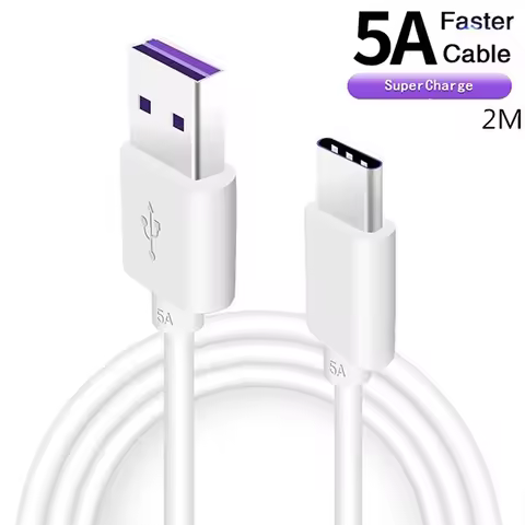 2M Fast Charge 5A USB Type C Cable For Samsung S20 S9 S8 Xiaomi Huawei P30 Mate40 Pro Mobile Phone C