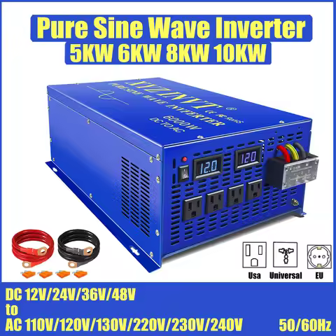 Pure Sine Wave Inverter 5KW 24V 220V Off Grid Solar Converter 12V 36V 48V DC to 110V 130V 220V 230V 