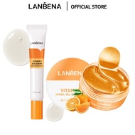 LANBENA Eye Serum + Eye Mask Set Vitamin C Whitening Cream Skincare Eye Bags Dark Circles Firming Skin Eye Care
