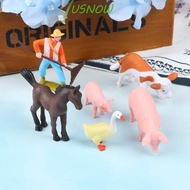 USNOW Figurines Duck Goat Farmland Worker Animal Model DIY Accessories Pig Fairy Garden Ornaments