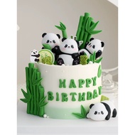 SET OF 4 PLASTIC PANDAS FOR CAKE DECORATION-Q5666
