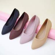 Rumahkaki - Sepatu Kerja Wanita Ballet Flat Shoes Karet Hiasan Pita dan Polos Porto BTS & BTS-1
