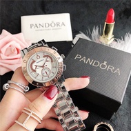 [กล่อง] PANDORA_Original ใหม่แบรนด์นาฬิกาควอตซ์ผู้หญิง Branded Luxury นาฬิกาสีทองสตรี Luminous สแตนเลสแฟชั่นสุภาพสตรีนาฬิกาข้อมือ