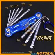 8PCS Set Multi Tool Folding Trox Star Key Allan Key Screwdriver Set Bunga Key Lock Wrench Set Metal 