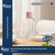 BR PLASTIC BOTTLE ROUND SHOULDER CLEAR HIGH FLIP PINK 250ML (CLEAR BR 250ML)