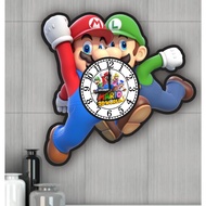 Super Mario Bross Wall Clock Carved Mdf Board/Living Room Decoration/Bedroom Decoration/Bedroom Deco