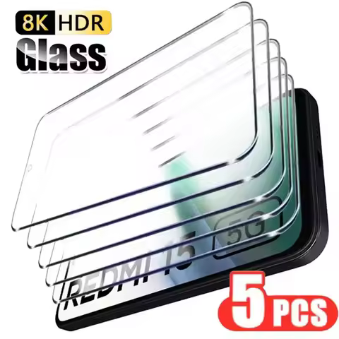 5PCS Screen Protectors for Xiaomi Redmi 15 13 12 15C 14C 13C 12C 4G 5G Tempered Glass on Redmi Turbo