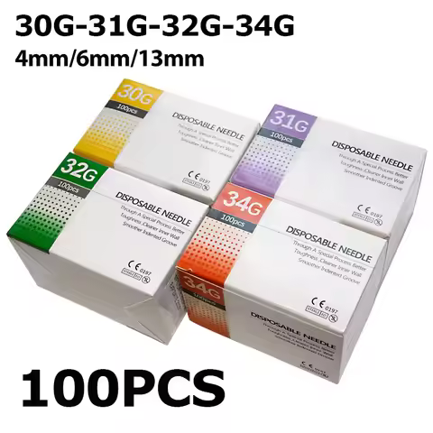 100PCS 30G/31G/32G/34G Ppainless Injection Needle Piercing 4/6/13mm Transparent Syringe Injection Gl