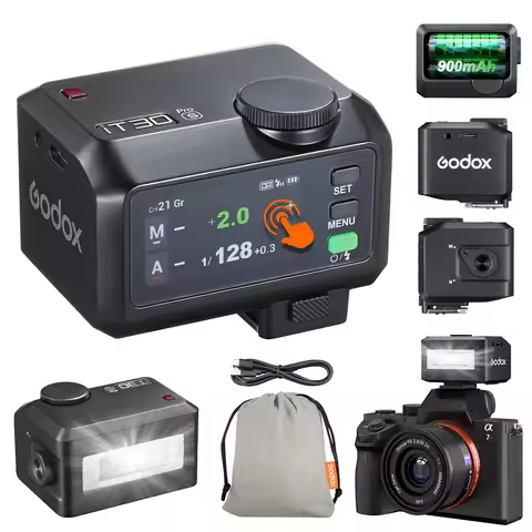 Godox iT30Pro Wireless TTL Mini Flash 2.8" Touchscreen 2.4G Camera Flash for Canon Nikon for Sony Fu