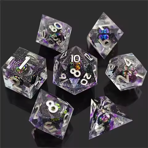 DnD transparent polyhedron dice, planet dice, suitable for DND Kesululun and Dungeon running group b