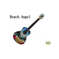 [網音樂城] 吉他 旅行吉他 海灘 天使 彩繪 35吋 天空藍 扶桑花 ( 贈 琴袋 調音器 背帶.新琴點播.等)