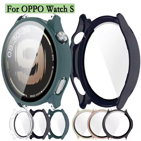 For OPPO Watch S Protective Case With Tempered Glass Film For Oppo Watch S Cover 2-in-1 Watch Decora