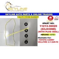11213-36020 Valve Cover Gasket (100% Silicone) (Yellow) (With Plug Seal) Toyota Camry 2.5 2AR-FE / V