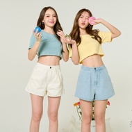 GENEDENIM กางเกงยีนส์ขาสั้นเอวสูง รุ่น DOWNEY