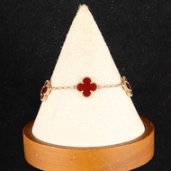 VAN CLEEF&ARPELS(梵克雅寶) Vintage Alhambra 中號五花手鏈 新扣 18K黃金/紅玉髓 S-M碼 黃金