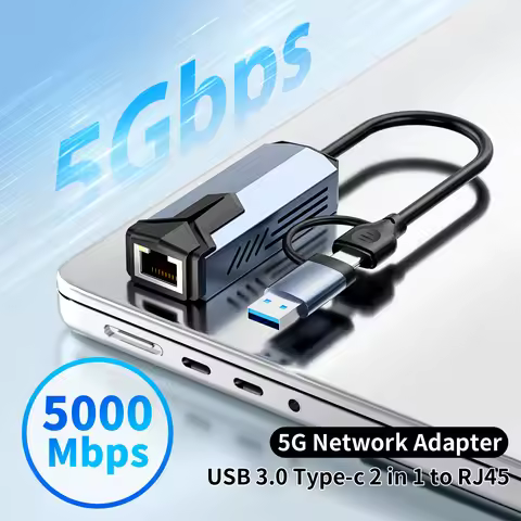 5000Mbps USB Network Card 5Gbps High Speed Wired Adapter USB3.0 Type-C to RJ45 Ethernet Converter HU