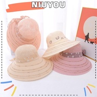 NIUYOU Straw Hat, Casual Foldable Fisherman's Hat,  Breathable UV Protection Sunscreen Beach Hat