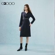 G2000 Pleated Satin Wrap Dress