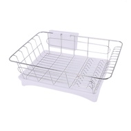Stainless Steel Dish Drainer Drying Rack With 3-Piece Set Removable Rust Proof Utensil Holde For Kitchen Counter Storage Rack
