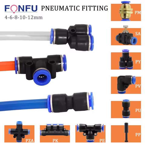 5PCS Pneumatic Fittings Air Pipe Connector Tube Air Hose Quick Release Fitting PE PV PU PY SA PM 4mm
