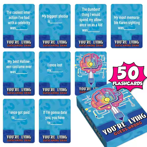 50Pcs Multiplayer Drinking Party Game Cards, Funny Liar Guessing & Truth Q&A Tabletop Cards for Frie