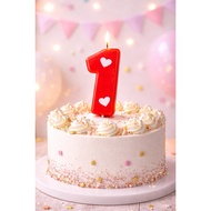 SG Local Stock | Birthday Number Candle Coloured with Hearts 0 - 9