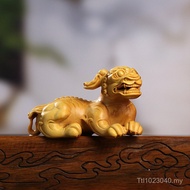 Wooden Crafts  Collection Handle Piece Decoration Car Living Room Carving Chinese Animal Kiss Boxwoo