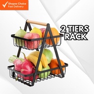 2 Tier Kitchen Storage Rack | Fruit Vegetable Organizer Basket | Rak Sayur Buah Dapur Storage 收納架