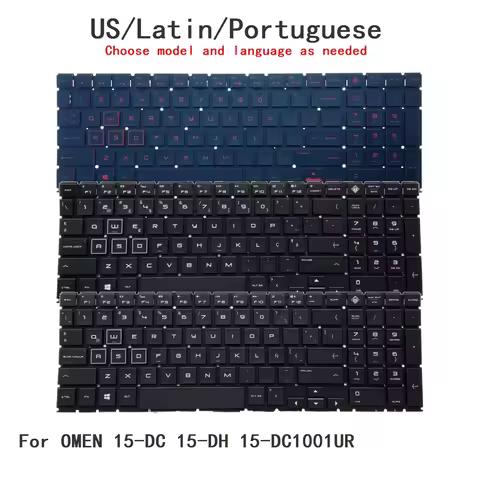 New US Latin Portuguese Language RGB Keyboard For HP OMEN 15-DC 15-DH 15-DC1001UR Notebook PC Replac