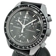 二手 Swatch/ OMEGA月亮計時腕錶，男士，塑膠/尼龍石英機芯，黑色錶盤，灰色錶殼，黑色尼龍錶帶