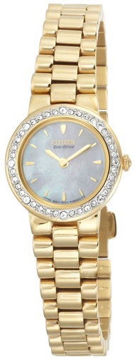 นาฬิกาข้อมือผู้หญิง CITIZEN Eco-Drive Silhouette Crystal รุ่น EW9822-59D สีทอง EW9824-53A 2 กษัตริย์เงินทอง ขนาดตัวเรือน 23 มม. หน้าปัดสีขาวมุก