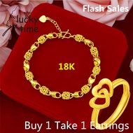 18k Saudi Gold 18k Bracelet Pawnable for Women Lucky Bracelet Buy 1 Take 1 Free Ring Gift Happiness Bracelet Hollow Bracelet Hollow Ball Drop Flower Hydrangea Bracelet Bring Good Luck Fashion Jewelr Engagement Birthday Jewellery Gifts Hot Sale