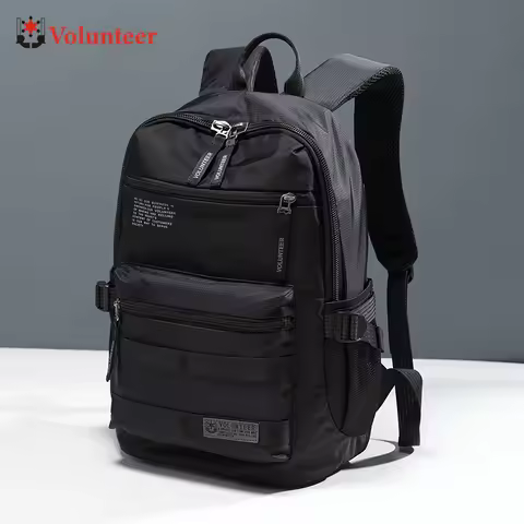 VOLUNTEER Men's Computer Waterproof Backpacks Oxford Cloth School Bags Fashion Casual Lightweight Tr
