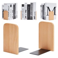 （一對裝）簡約天然木製防滑書架 配上創意實木可移動書立，在書台 書房 辦公室輕鬆搞定書籍整理收納